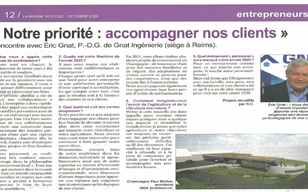 Vu dans la presse | “Notre priorité, accompagner les clients” – Marne Viticole
